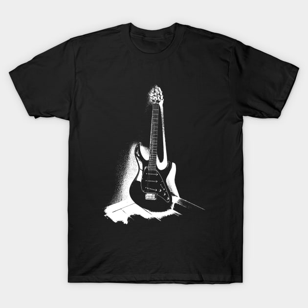 Black and White Guitar T-Shirt by TaimitiCreations 